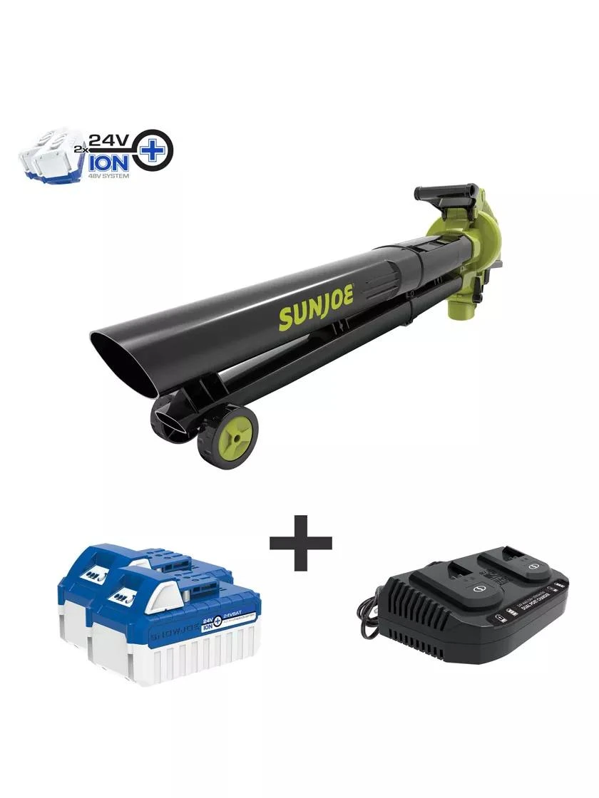 Sun Joe 24V-X2-BVM143 48-Volt ION+ Cordless Blower Vacuum Mulcher Kit 1 Sun Joe 24V-X2-BVM143 48-Volt ION+ Cordless Blower Vacuum Mulcher Kit